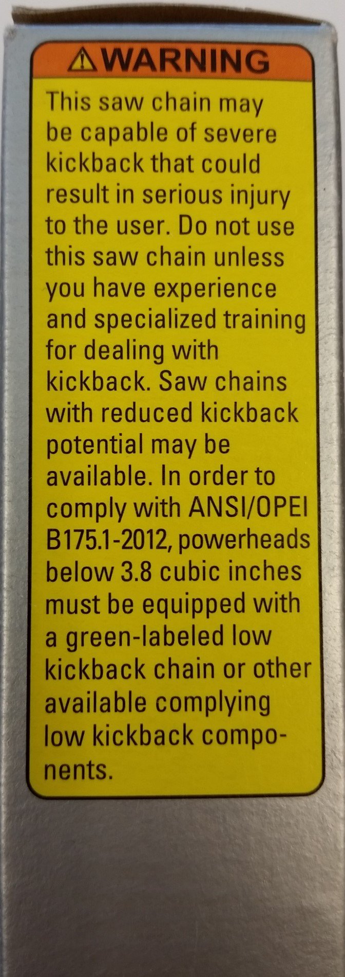 Stihl 16-inch chainsaw full chisel saw chain close-up view