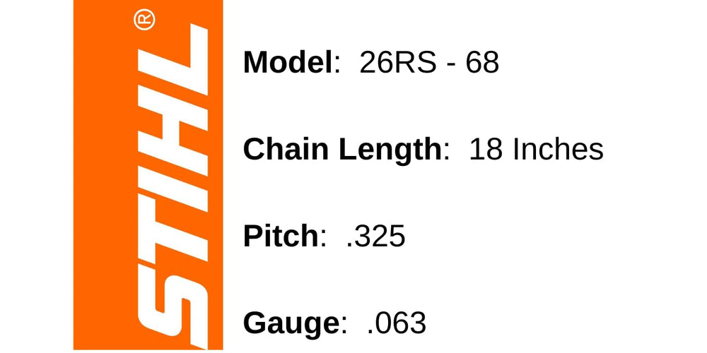 Stihl 26RS68 chainsaw chain 68 drive links close-up