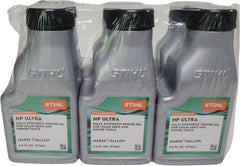 Stihl Oil Mix 6 pack displayed with dimensions