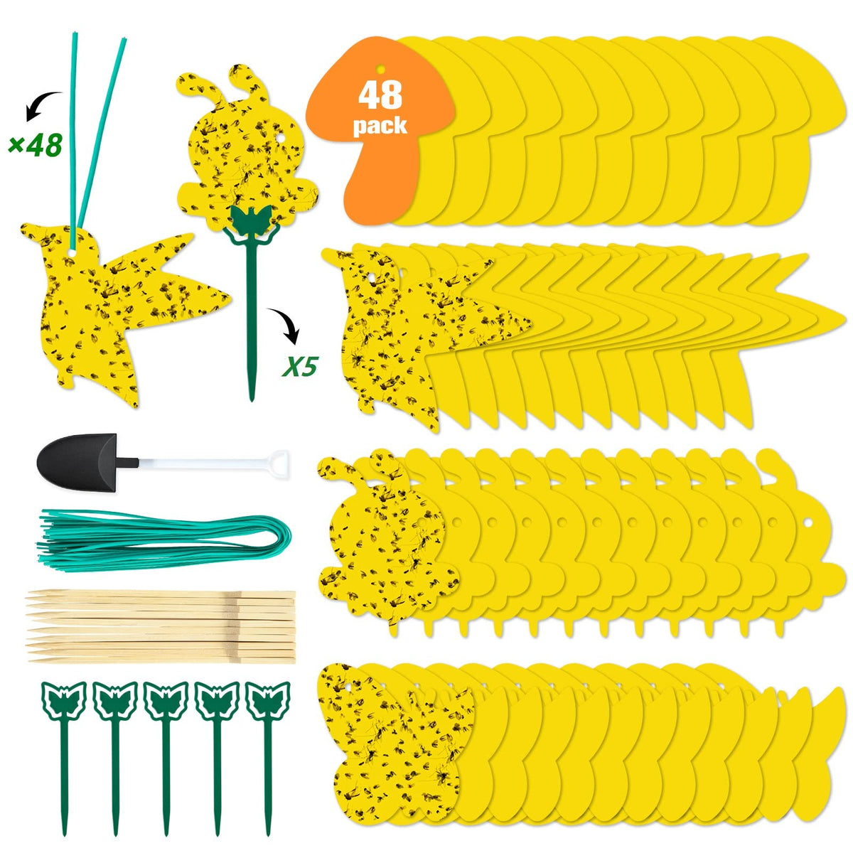 Stingmon 48 Pack Yellow Sticky Gnat Traps, front view