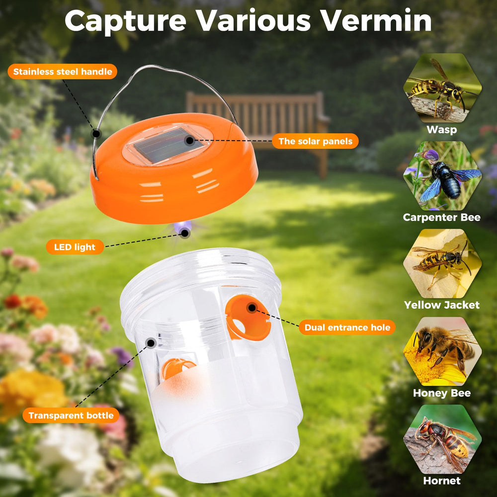 Stingmon Solar Wasp Trap in yellow color front view