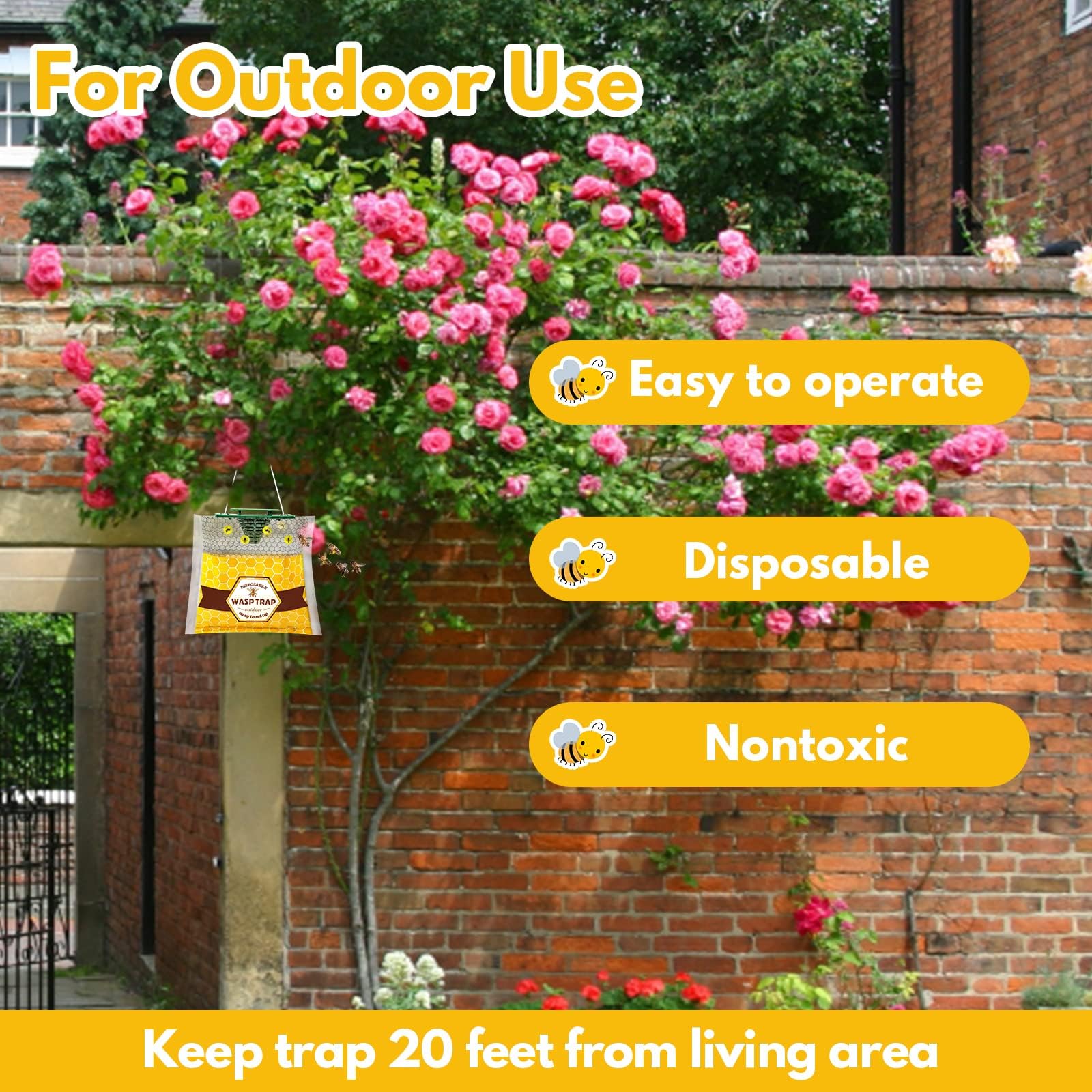 Stingmon yellow jacket trap hanging outdoors