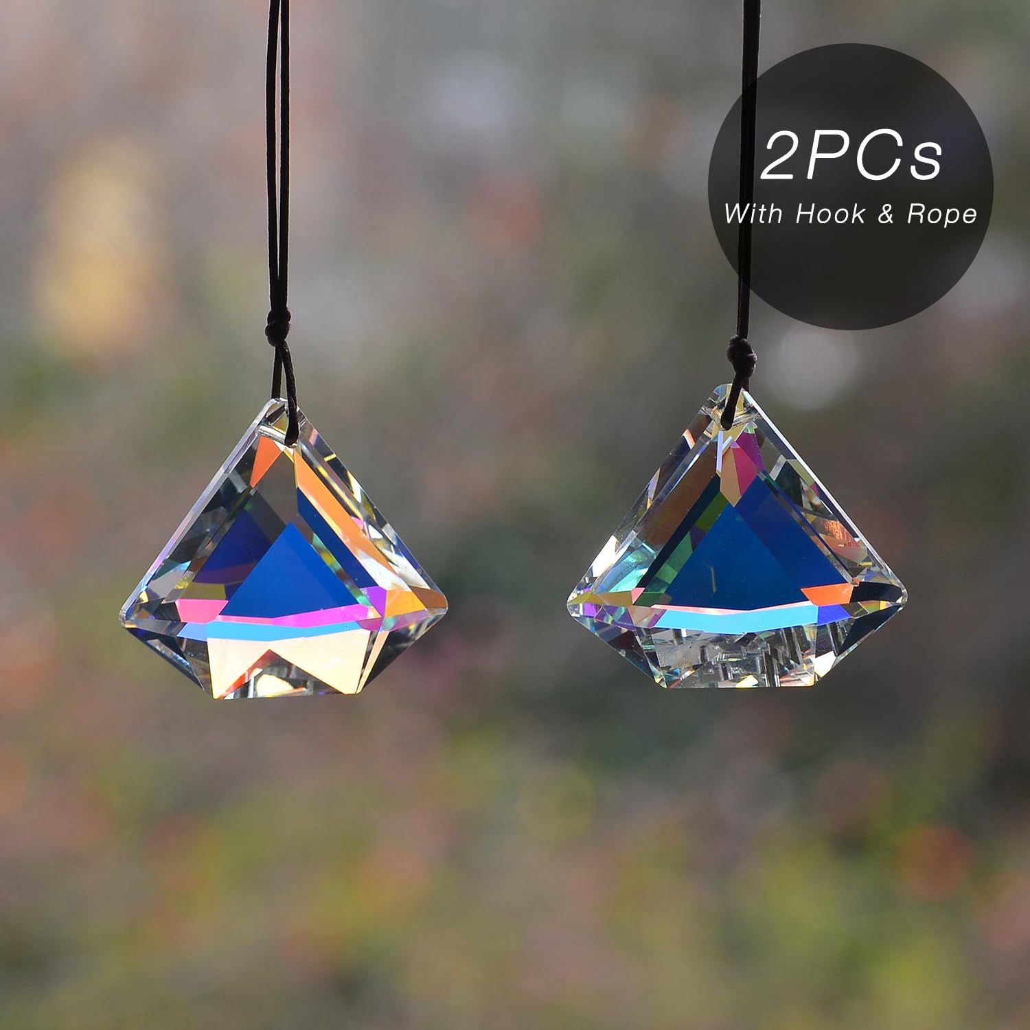stino Diamond Crystal Suncatcher Prisms hanging in sunlight