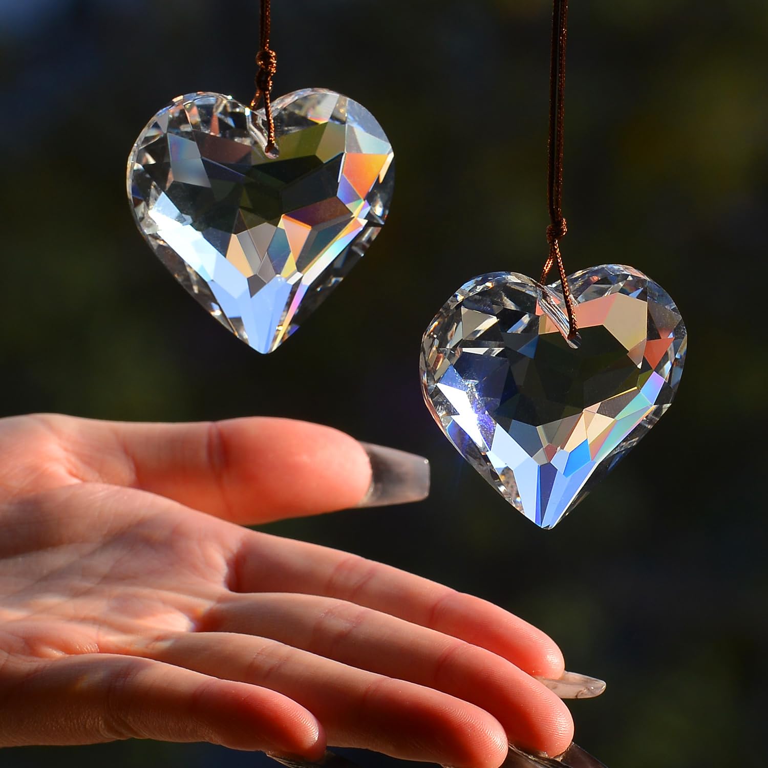 stino Heart Crystal Suncatcher Prism clear front view