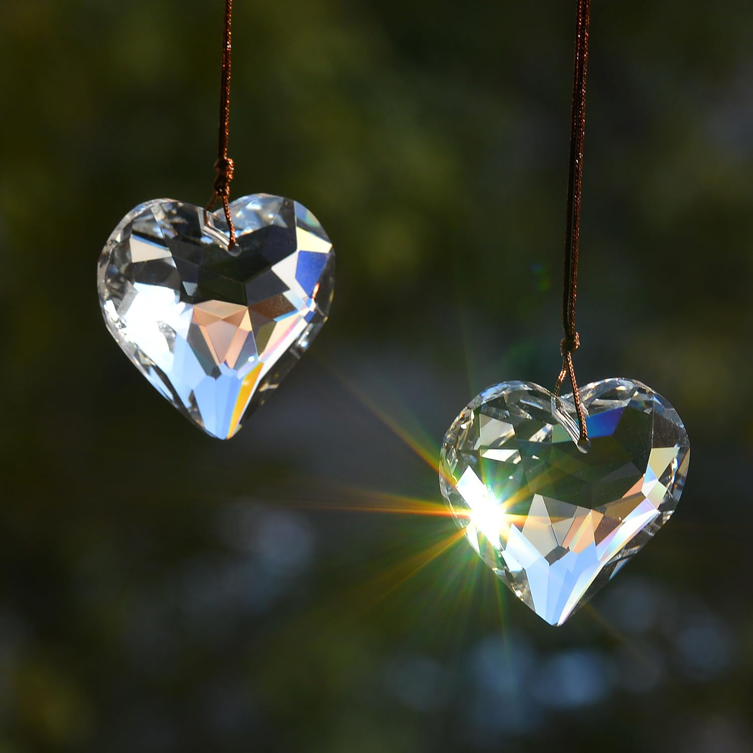 stino Heart Crystal Suncatcher Prism clear hanging outdoors