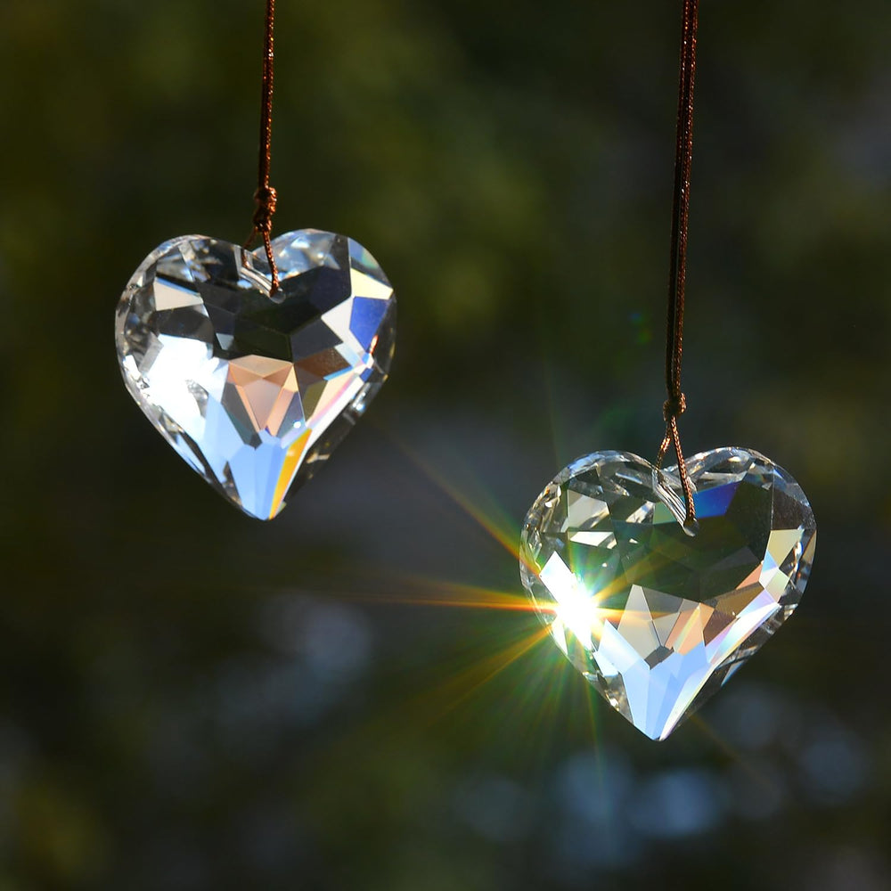stino Heart Crystal Suncatcher Prism clear hanging outdoors