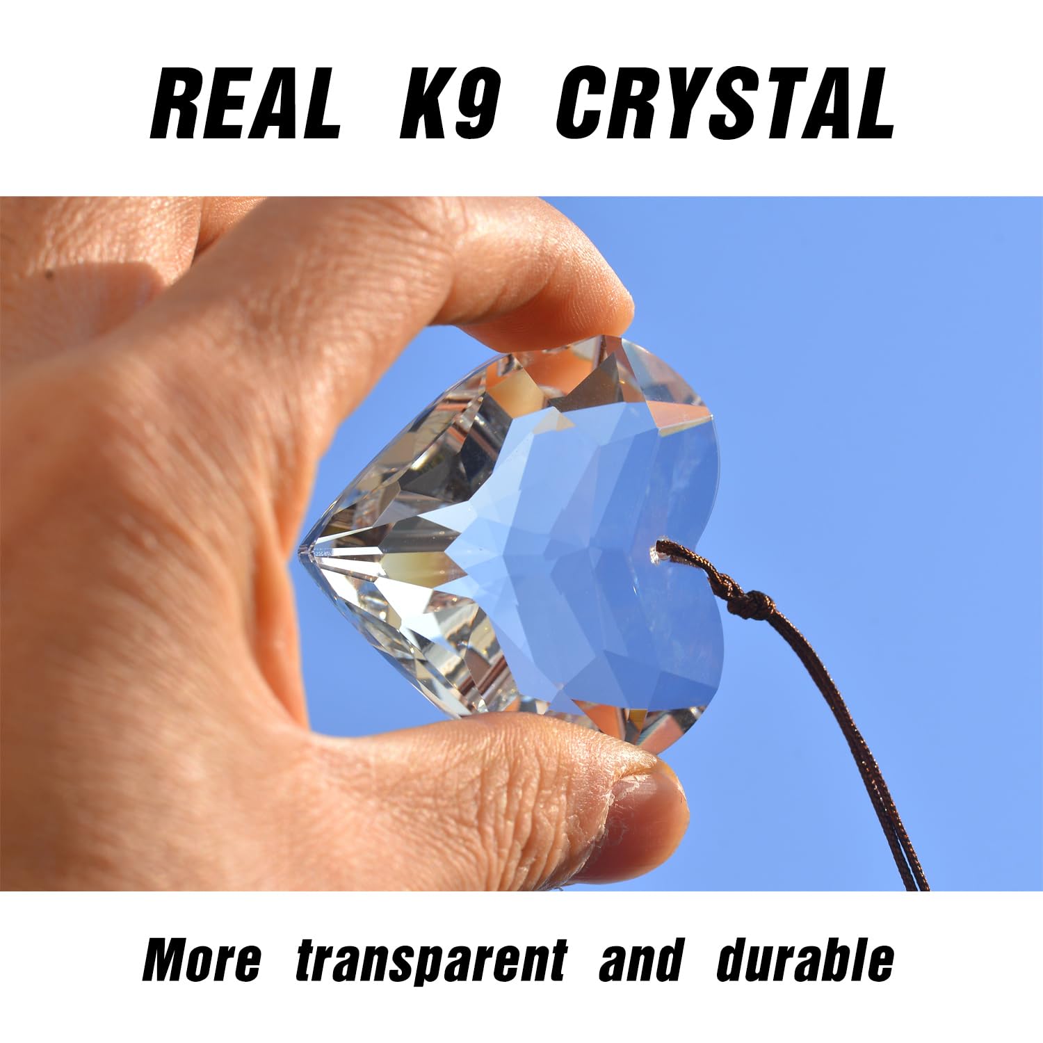 stino Heart Crystal Suncatcher Prism clear side view
