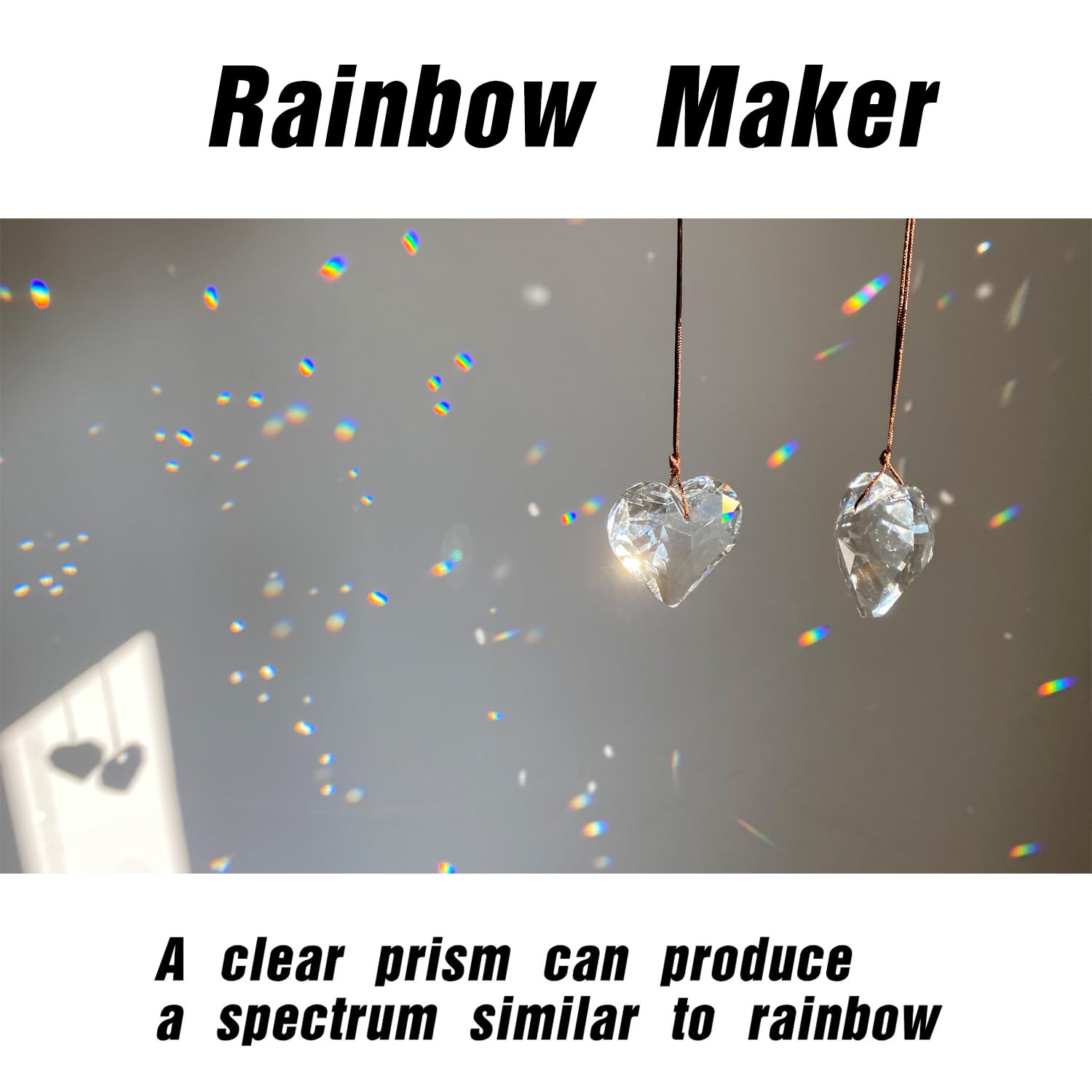 stino Heart Crystal Suncatcher Prism clear with metal hook