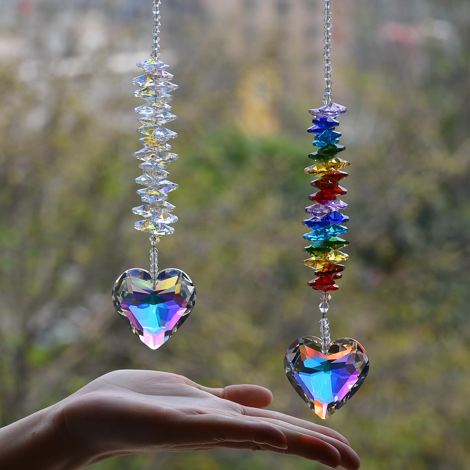 Stino Heart Crystal Suncatcher Prism with rainbow effect