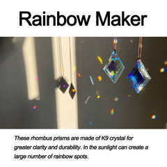 stino Rhombus Crystal Suncatcher Prisms with silky cord and hook