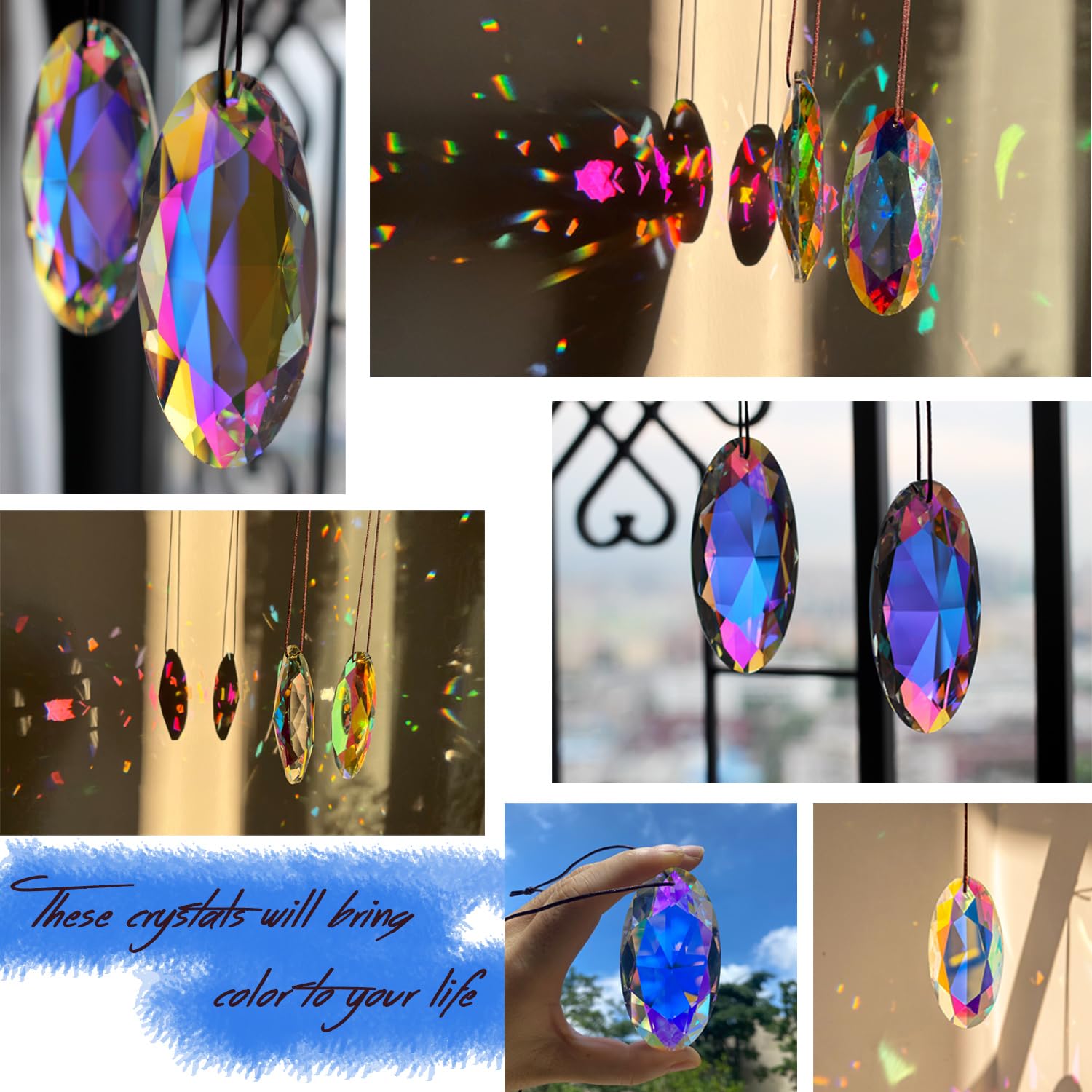 stino suncatcher prisms with metal hooks and cords