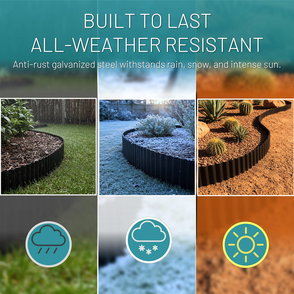 STIRLINGEAR black garden edging in a landscaped yard