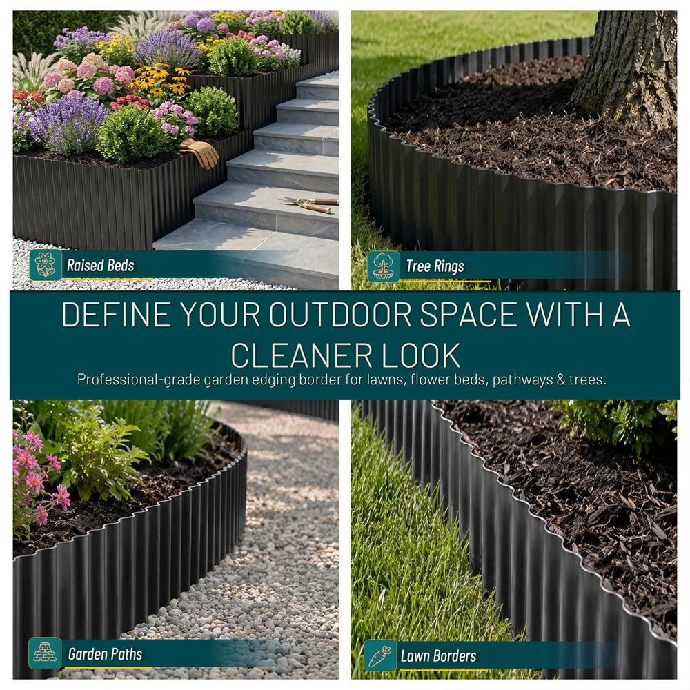 STIRLINGEAR garden edging in a decorative landscape setting