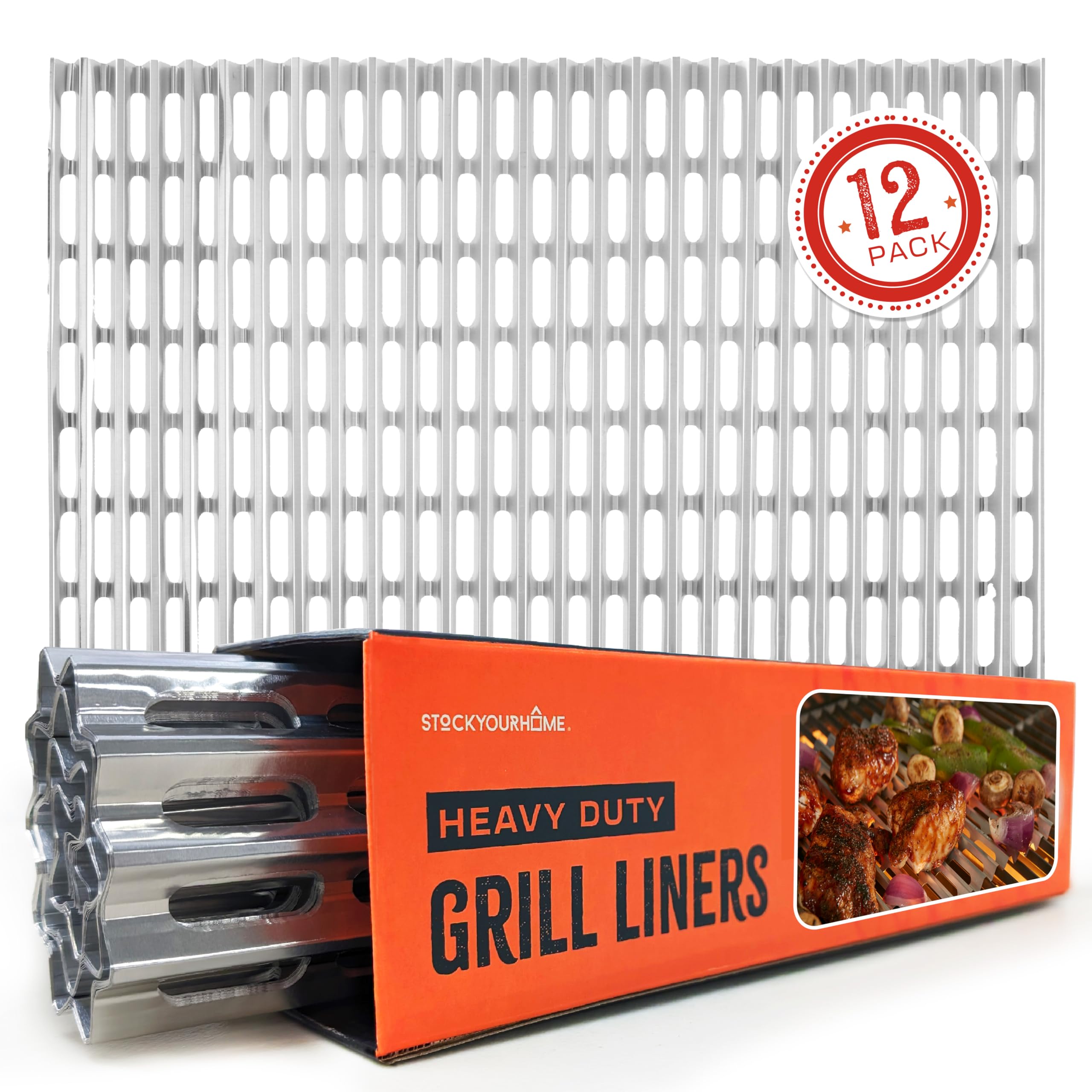 Stock Your Home aluminum grill grate liners 12-pack front view