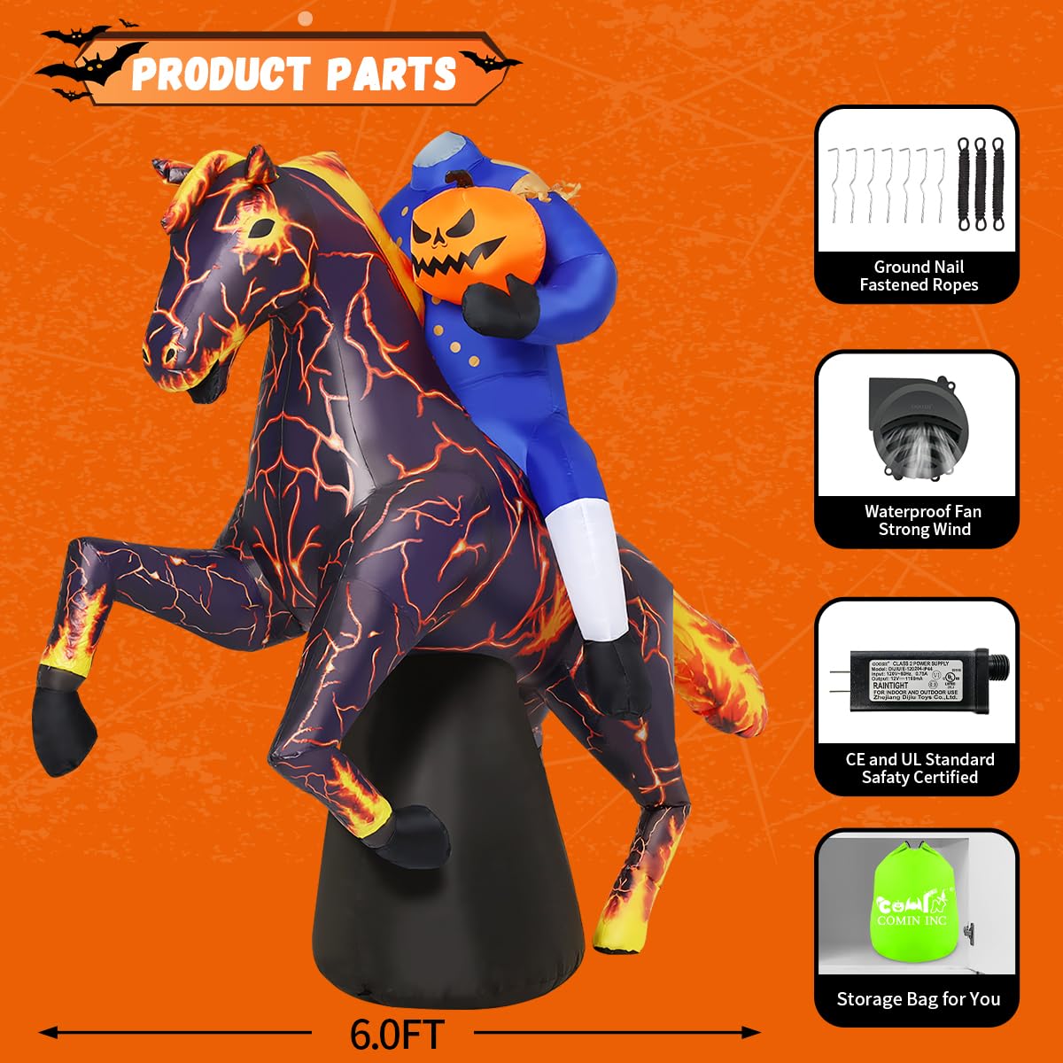 Storage bag for COMIN Headless Horseman inflatable decoration