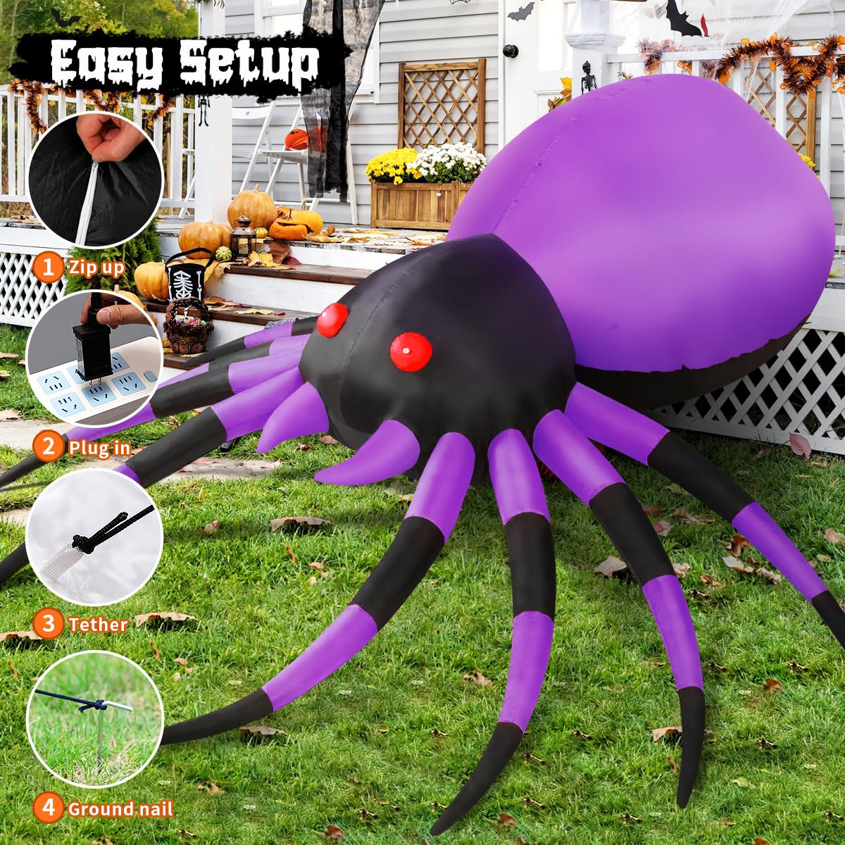 Storage bag included with GOOSH inflatable spider decoration