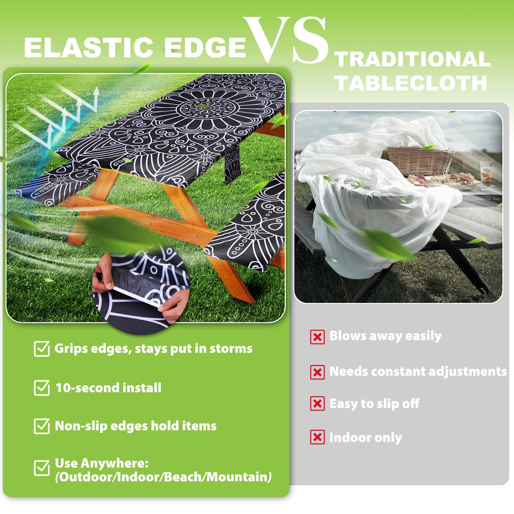 Storage pockets on the picnic table cover for convenience