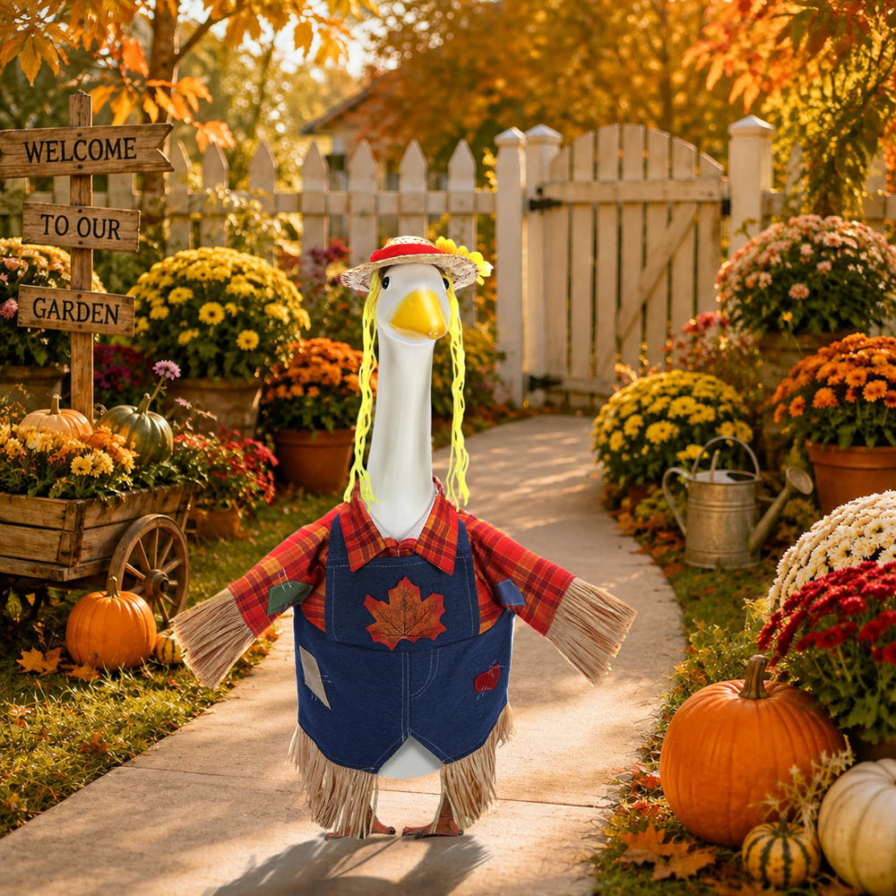 Straw hat included with the EKOREST Fall Scarecrow Goose Outfit