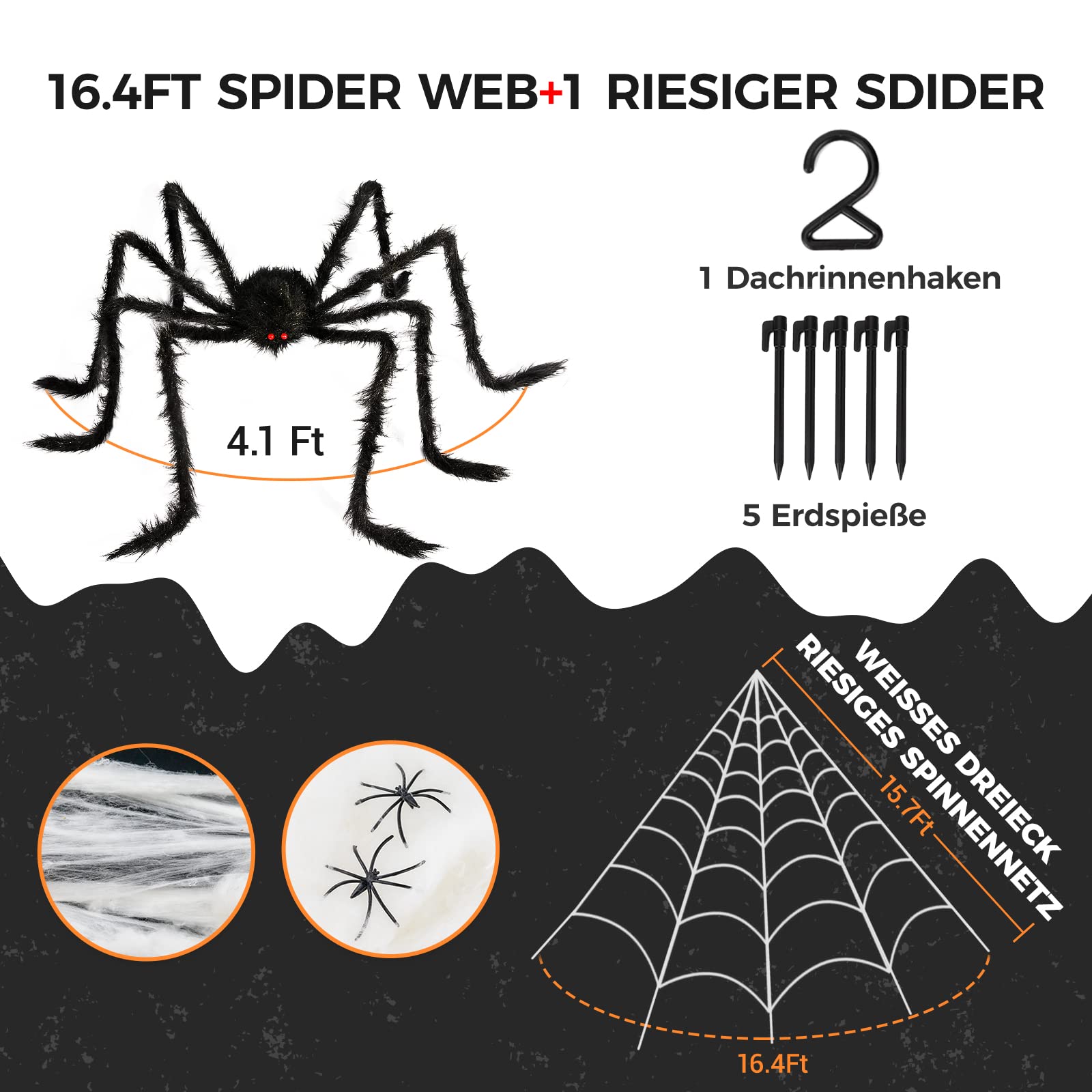 Stretchy cobwebs from BOSONER Halloween decoration set