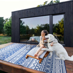 Strickland Home Outdoor Rug 8'x10' displayed on a patio