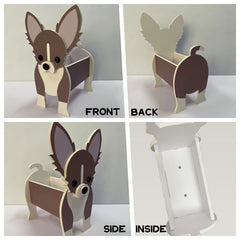 strolfay dog planter pot with colorful flowers