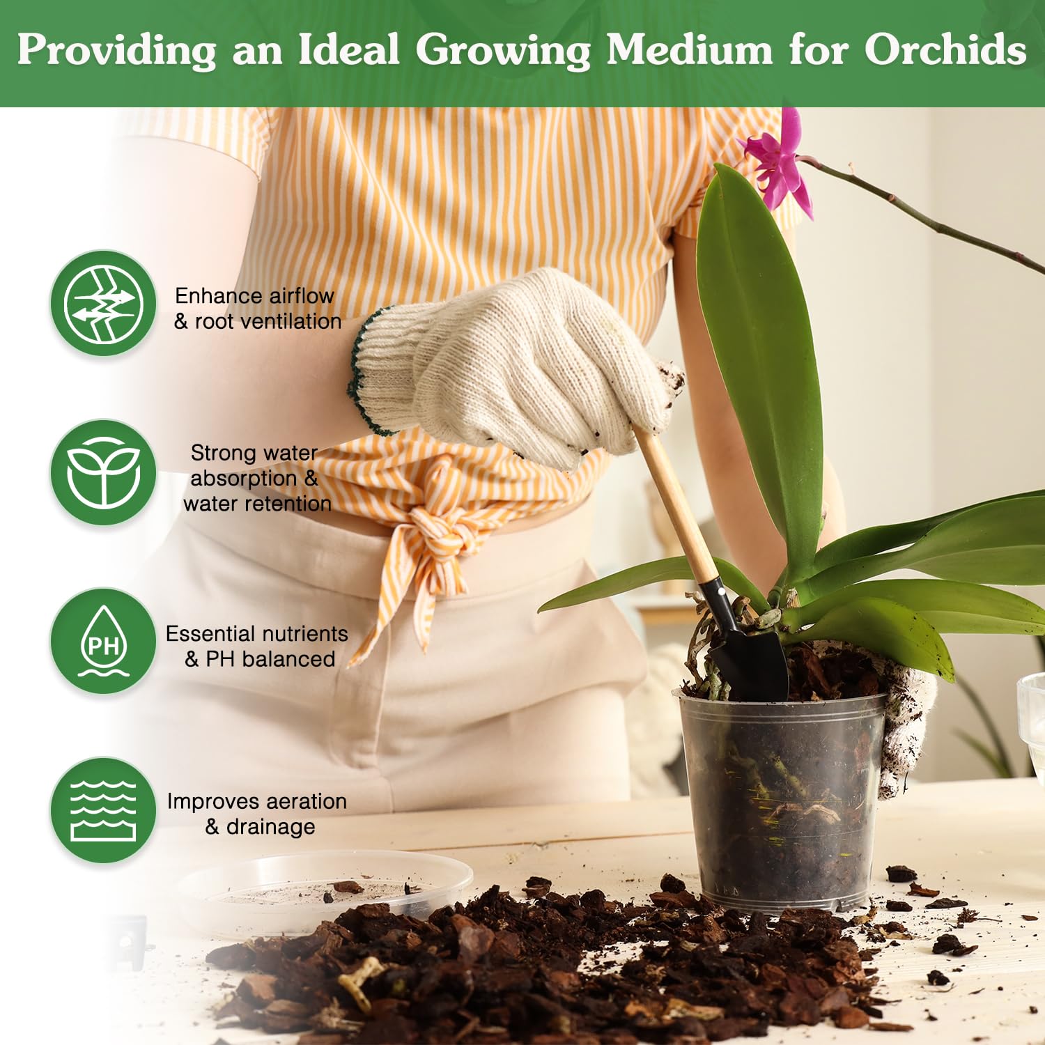 Stroller Orchid Potting Mix in a garden setting