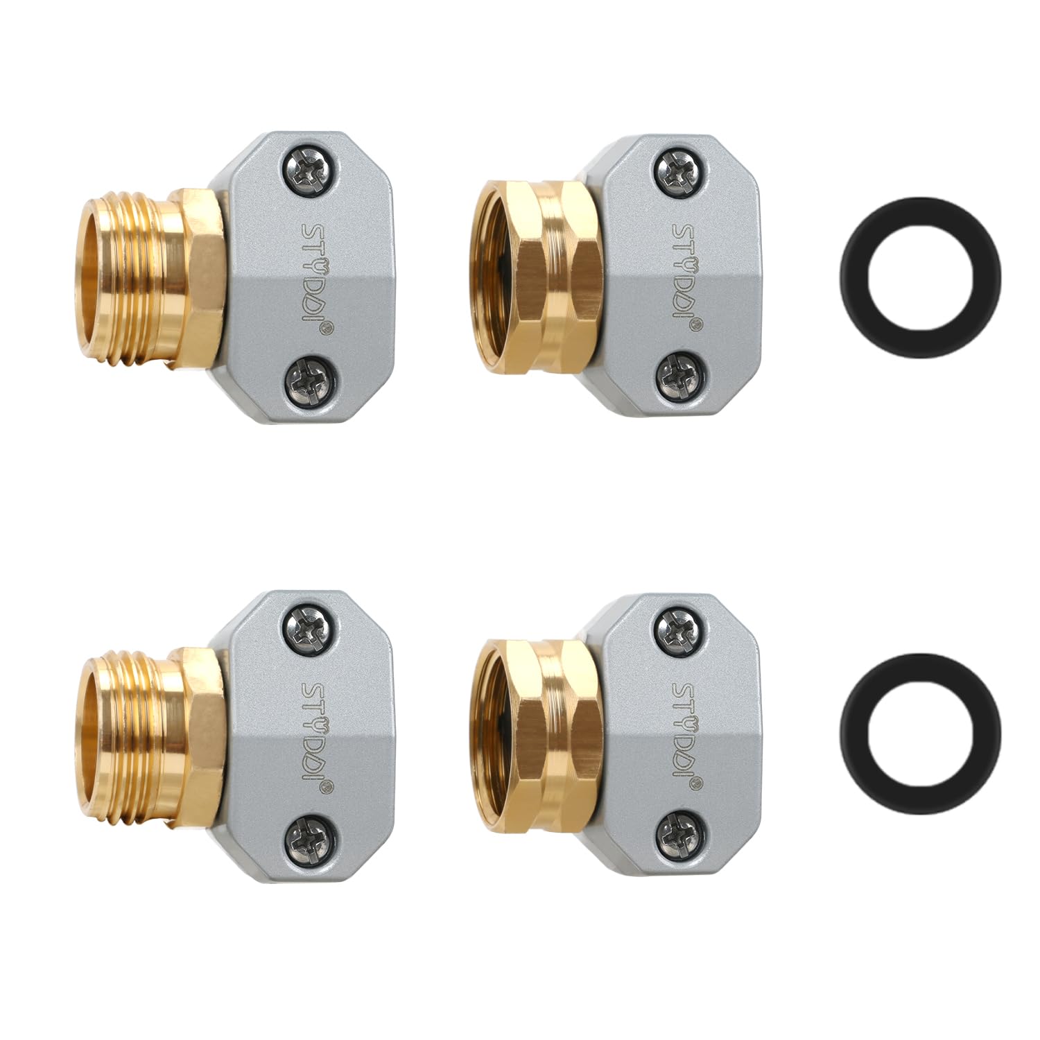 STYDDI Garden Hose Repair Kit with aluminum connectors and zinc clamps