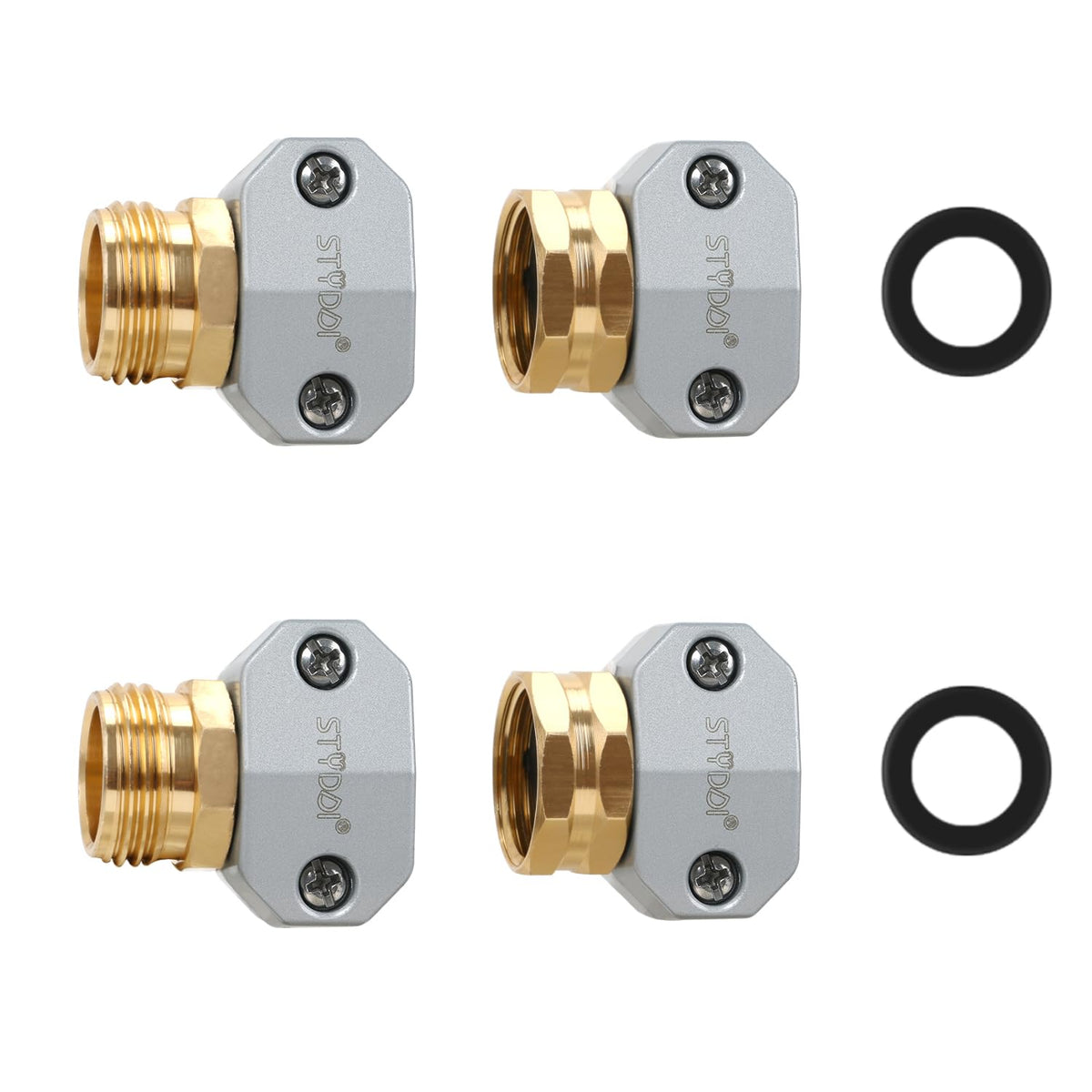 STYDDI Garden Hose Repair Kit with aluminum connectors and zinc clamps
