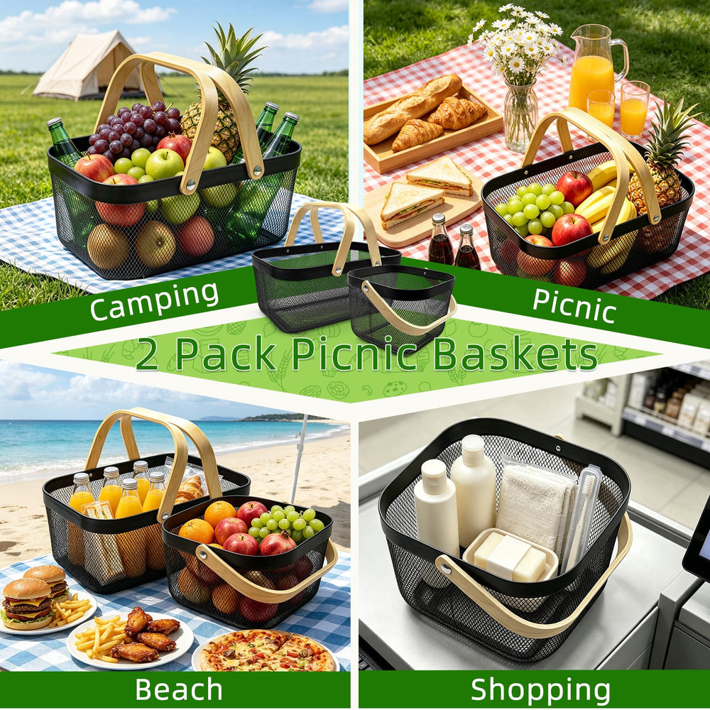 Stylish Cheardia picnic baskets on a kitchen countertop