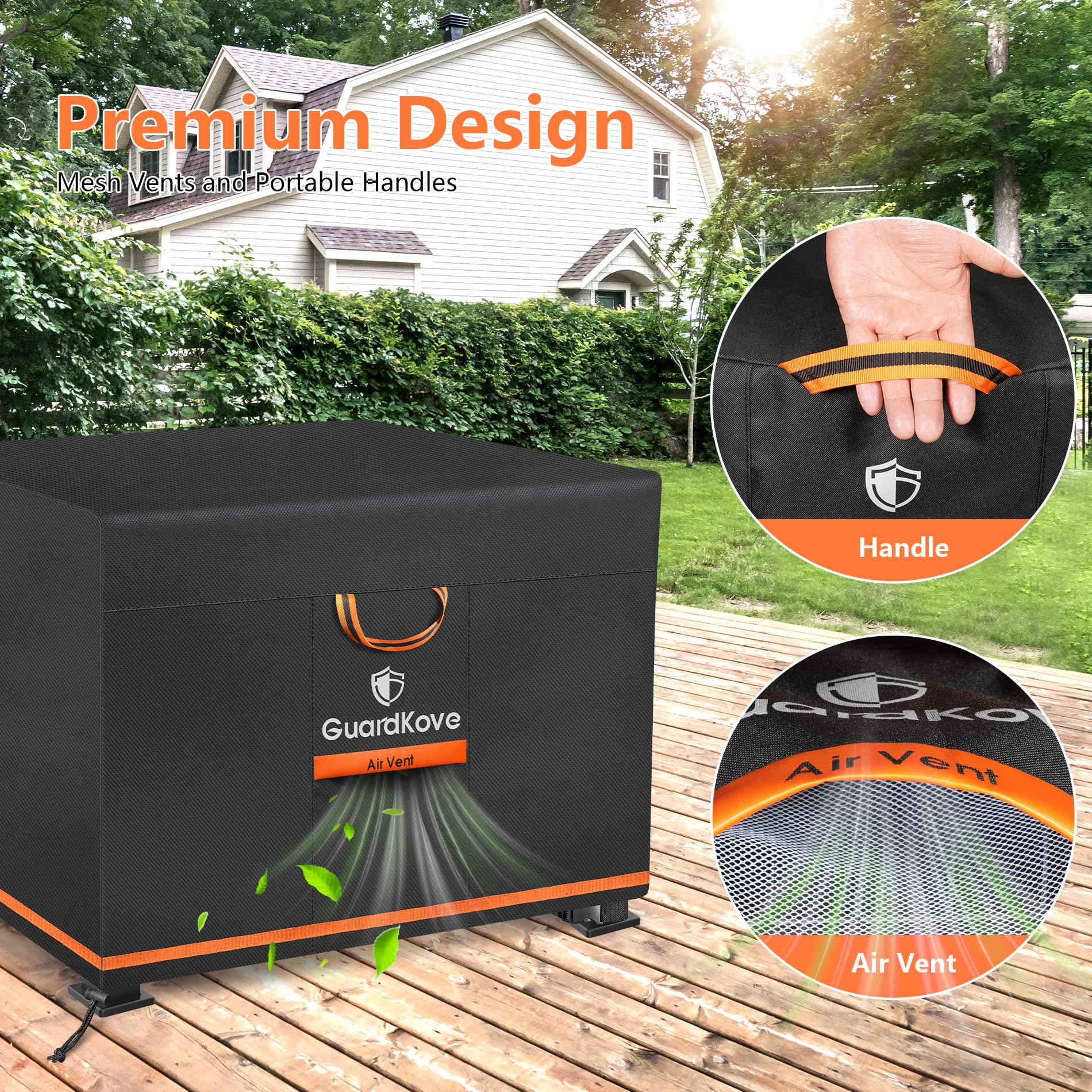 Stylish design of GuardKove fire pit cover on patio