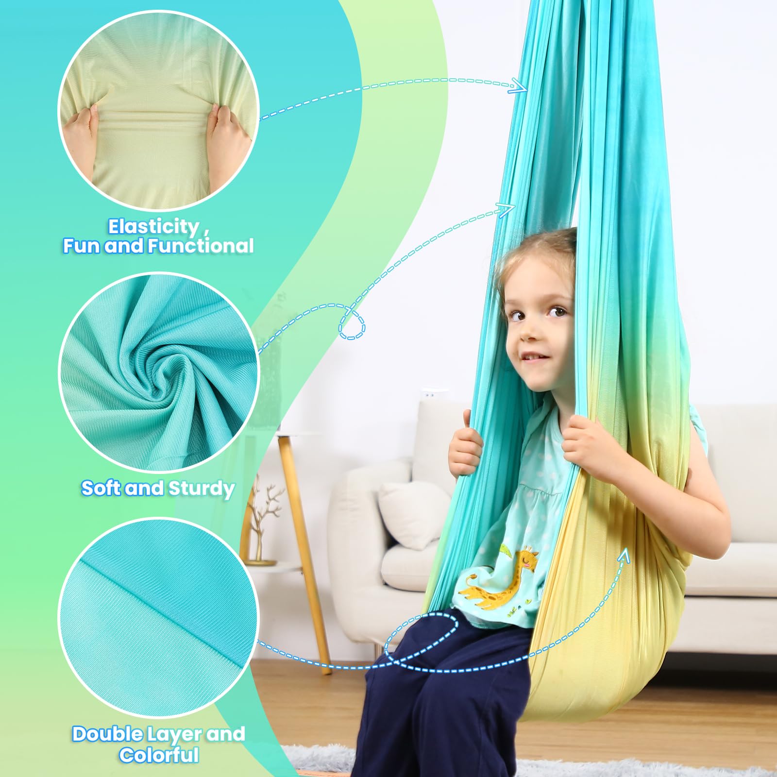 SUCHDECO Sensory Swing cocoon design with 360° swivel hanger