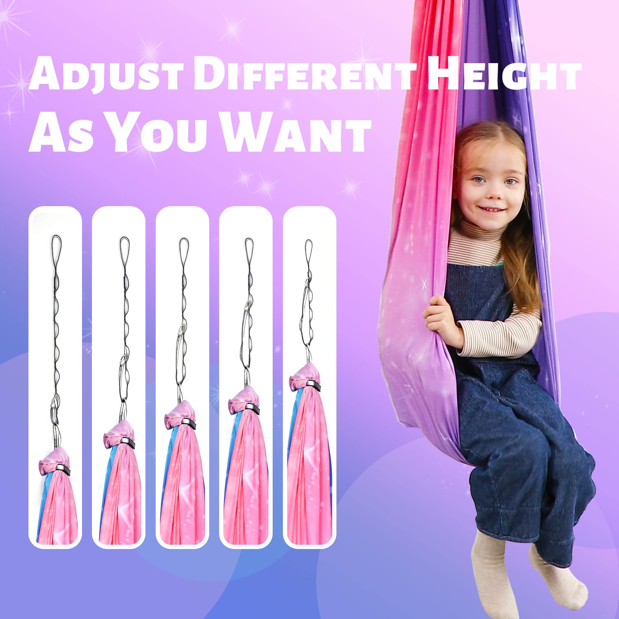 SUCHDECO Sensory Swing showing 360° swivel hanger