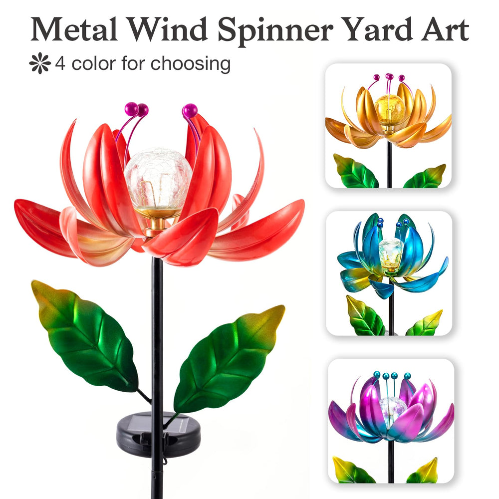 SUCUY metal lotus flower wind spinner in garden