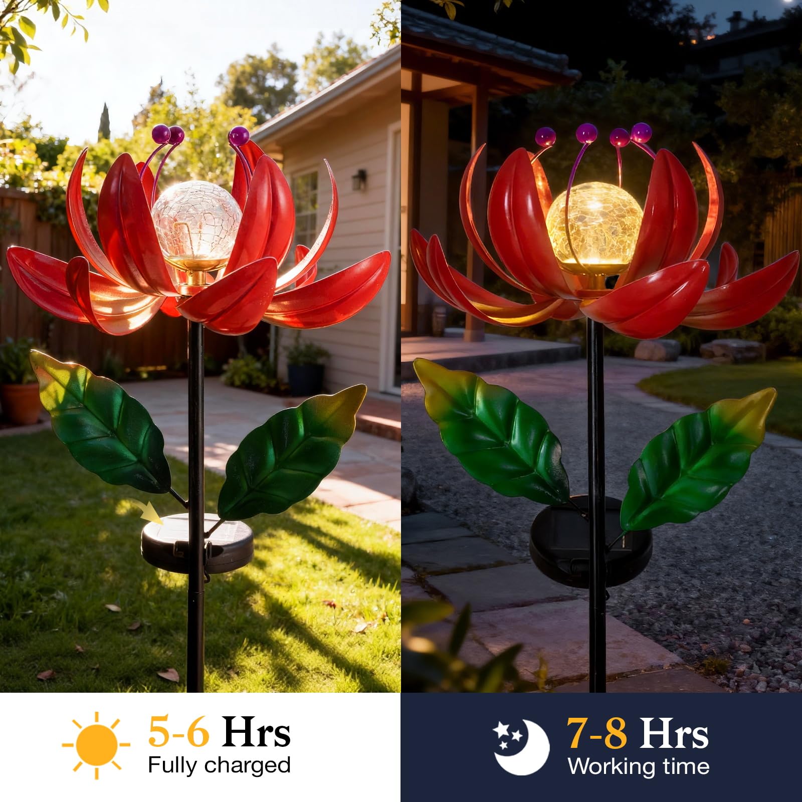 SUCUY solar wind spinner with rotating petals in the breeze