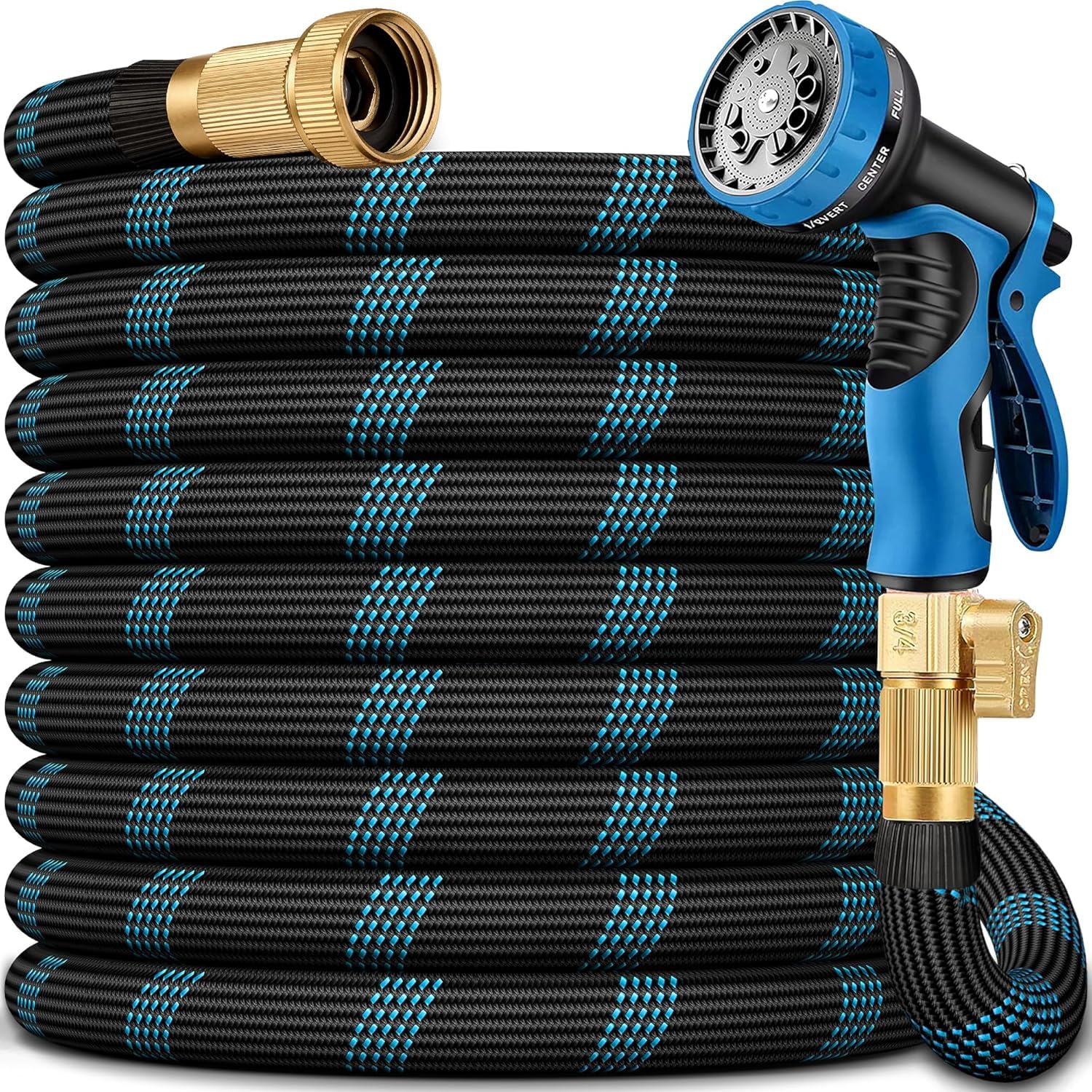 Suewaxxf 75 FT Non-Expandable Garden Hose blackblue model front view
