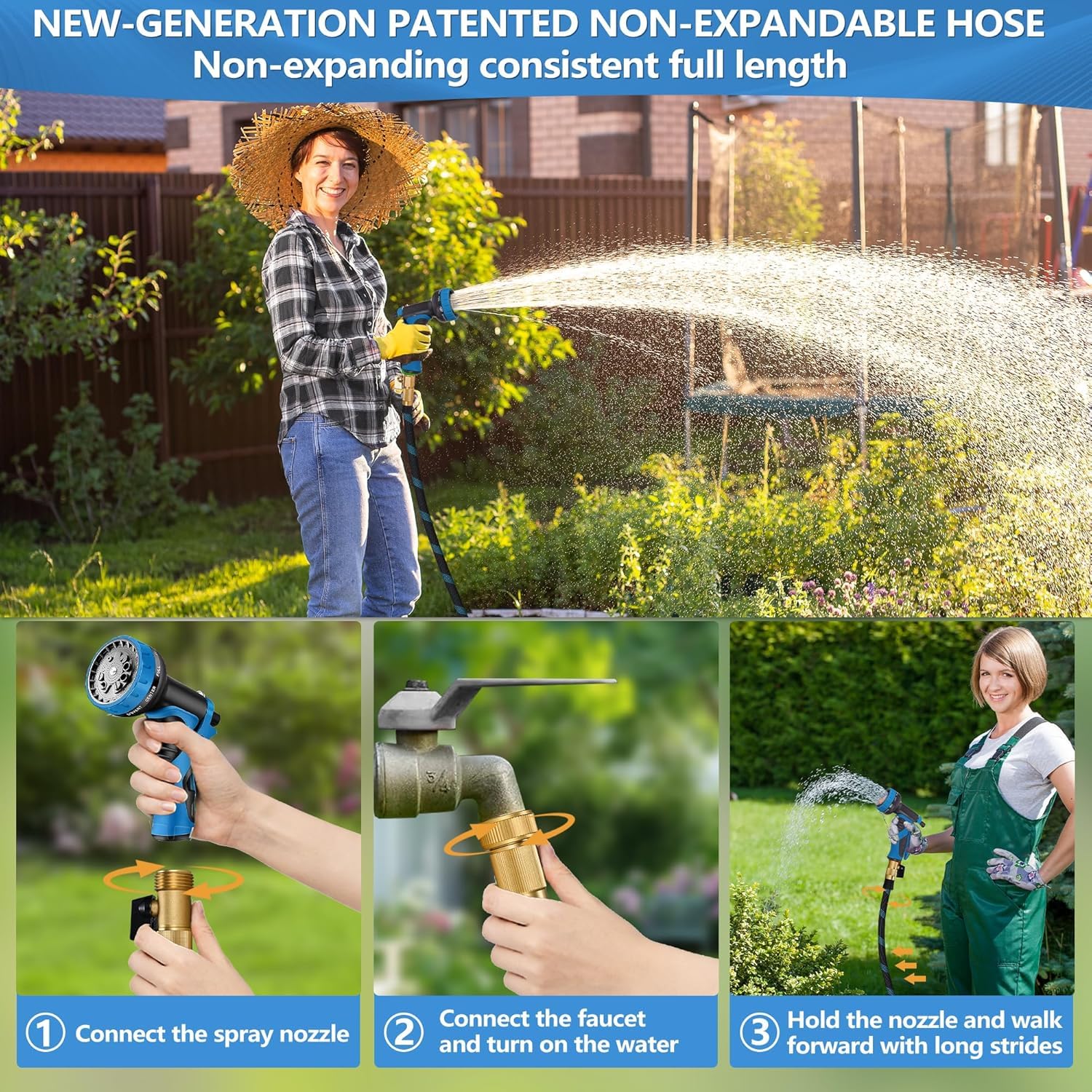 Suewaxxf garden hose paired with other watering equipment
