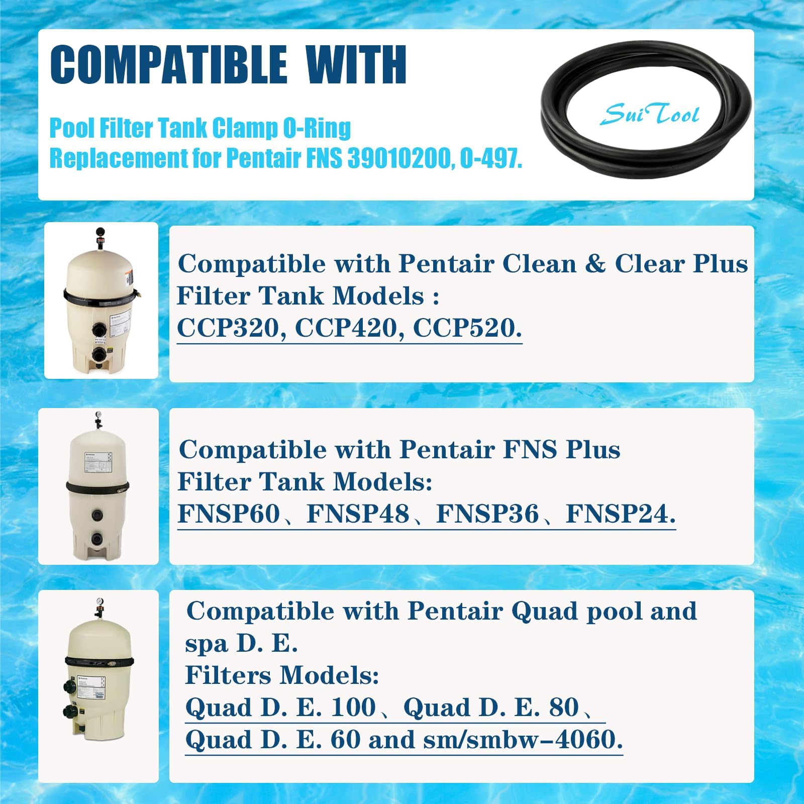 SuiTool Tank Clamp O-Ring Replacement with Pentair filter model