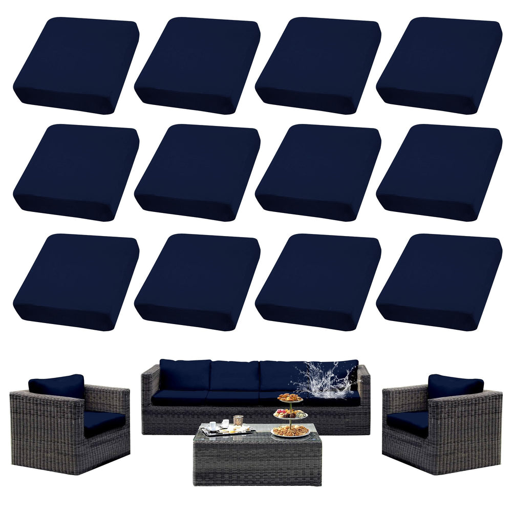 SUKAIKEQA 12PCS Cushion Cover Set in Navy Blue front view