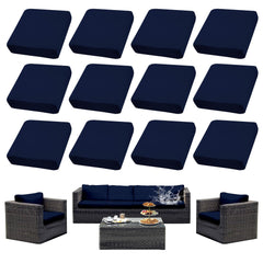 SUKAIKEQA 12PCS Cushion Cover Set in Navy Blue front view