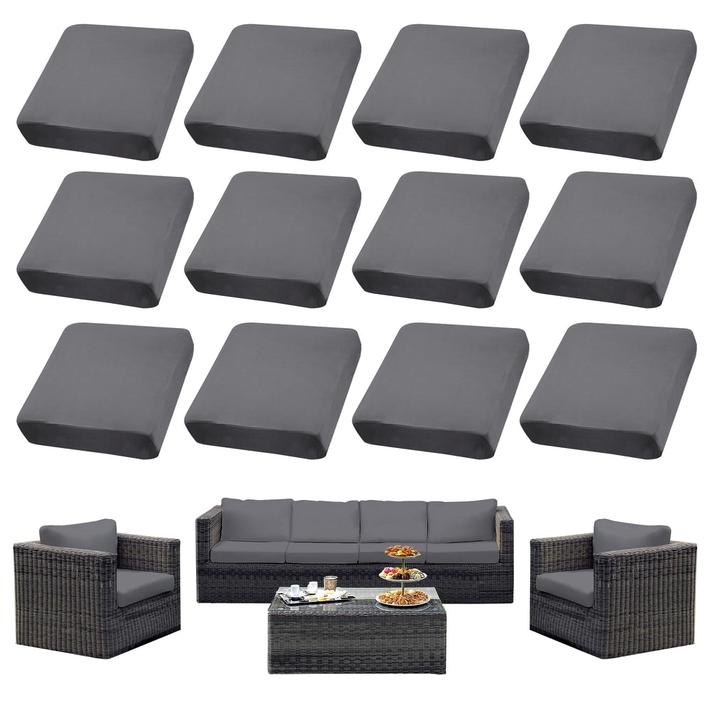 SUKAIKEQA 12PCS Patio Cushion Covers Grey front view