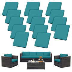 SUKAIKEQA 14PCS Patio Cushion Covers in Blue Paon front view