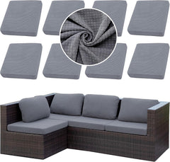 SUKAIKEQA 8PCS Gray Patio Cushion Covers front view