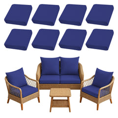 SUKAIKEQA 8PCS Lake Blue Patio Cushion Covers front view