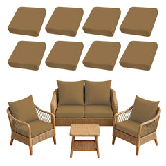 SUKAIKEQA 8PCS Patio Cushion Covers in Camel, front view