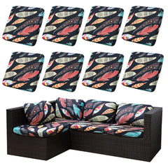SUKAIKEQA 8PCS Patio Cushion Covers in Feather of Dreams pattern