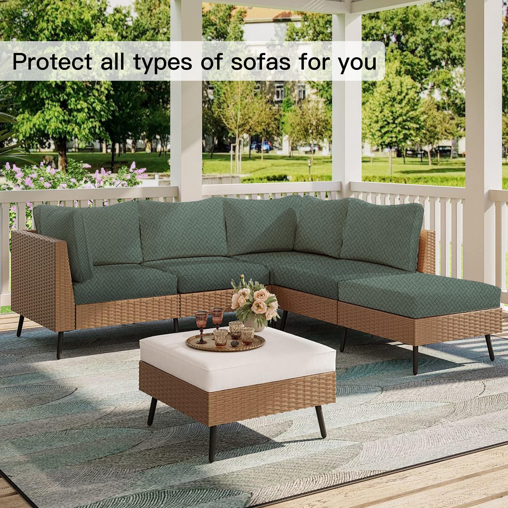 SUKAIKEQA cushion covers on outdoor sofa