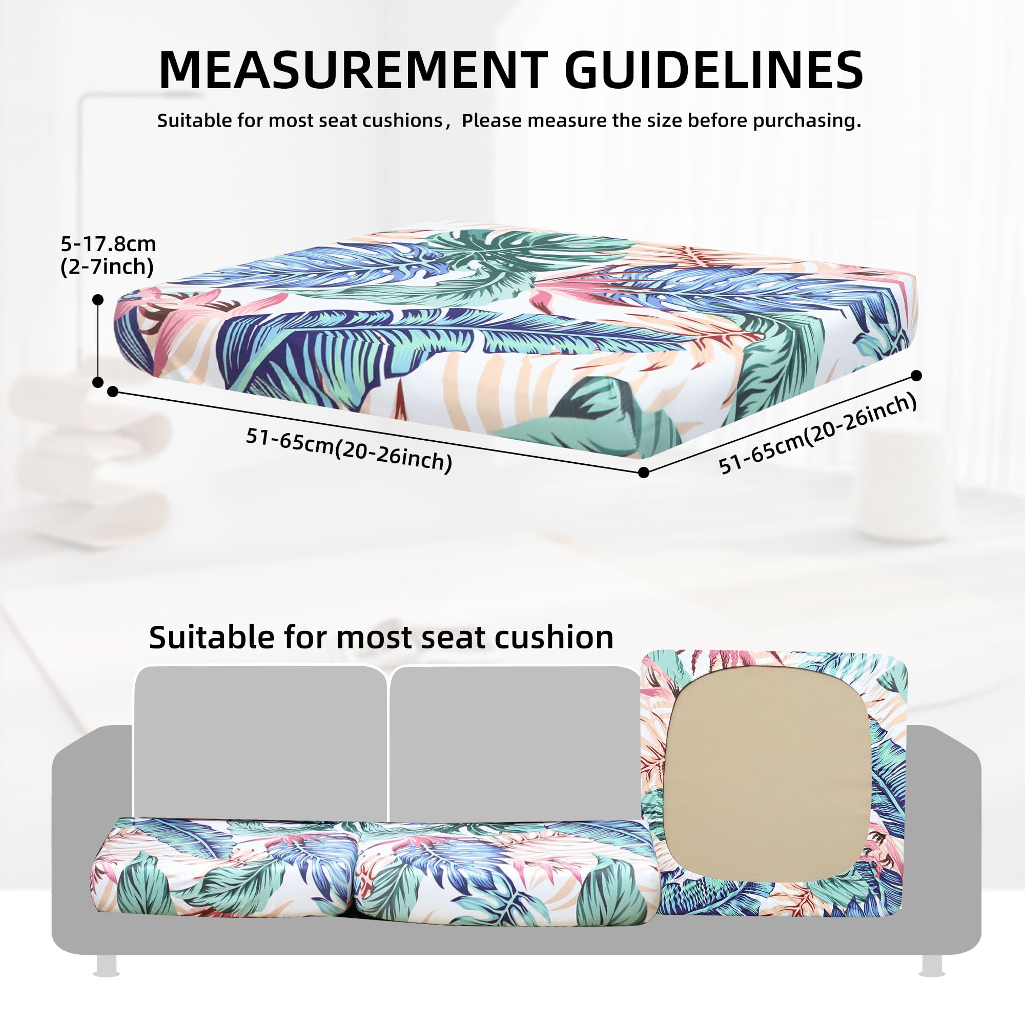 SUKAIKEQA cushion covers showing stretch fabric and elastic hem