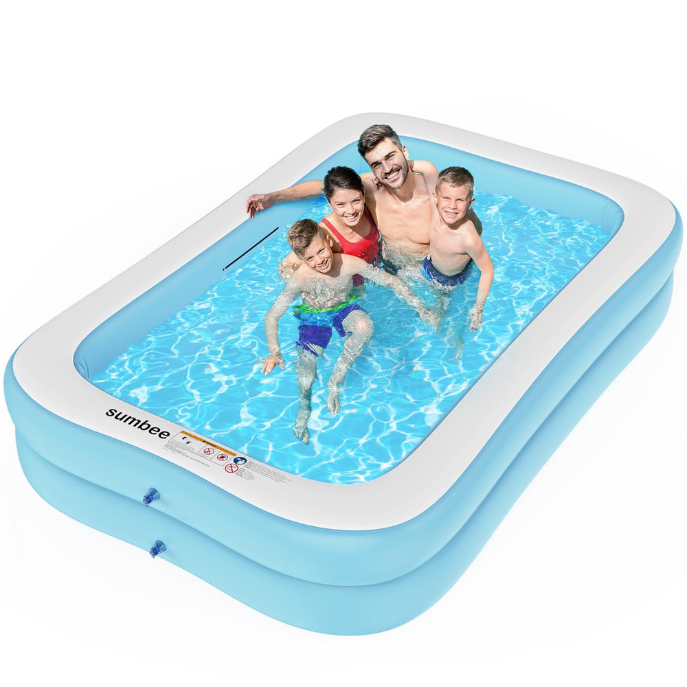 Sumbee Inflatable Pool 103" x 69" blue model front view