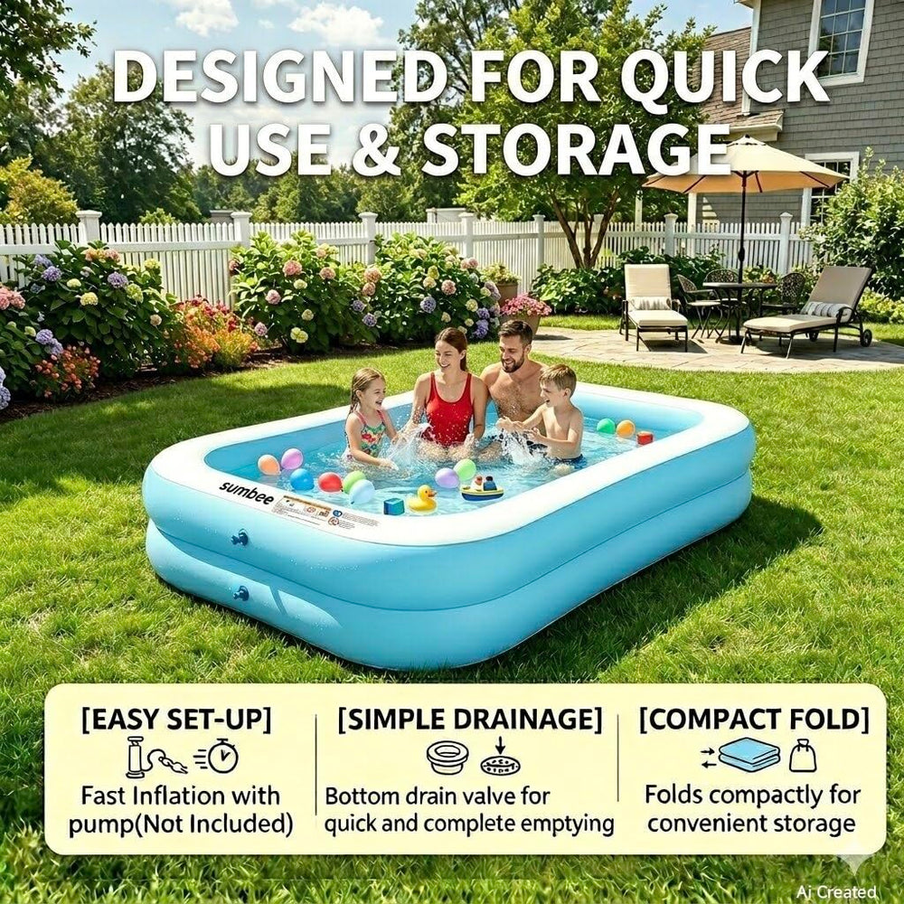 Sumbee Inflatable Pool double-layer design for stability