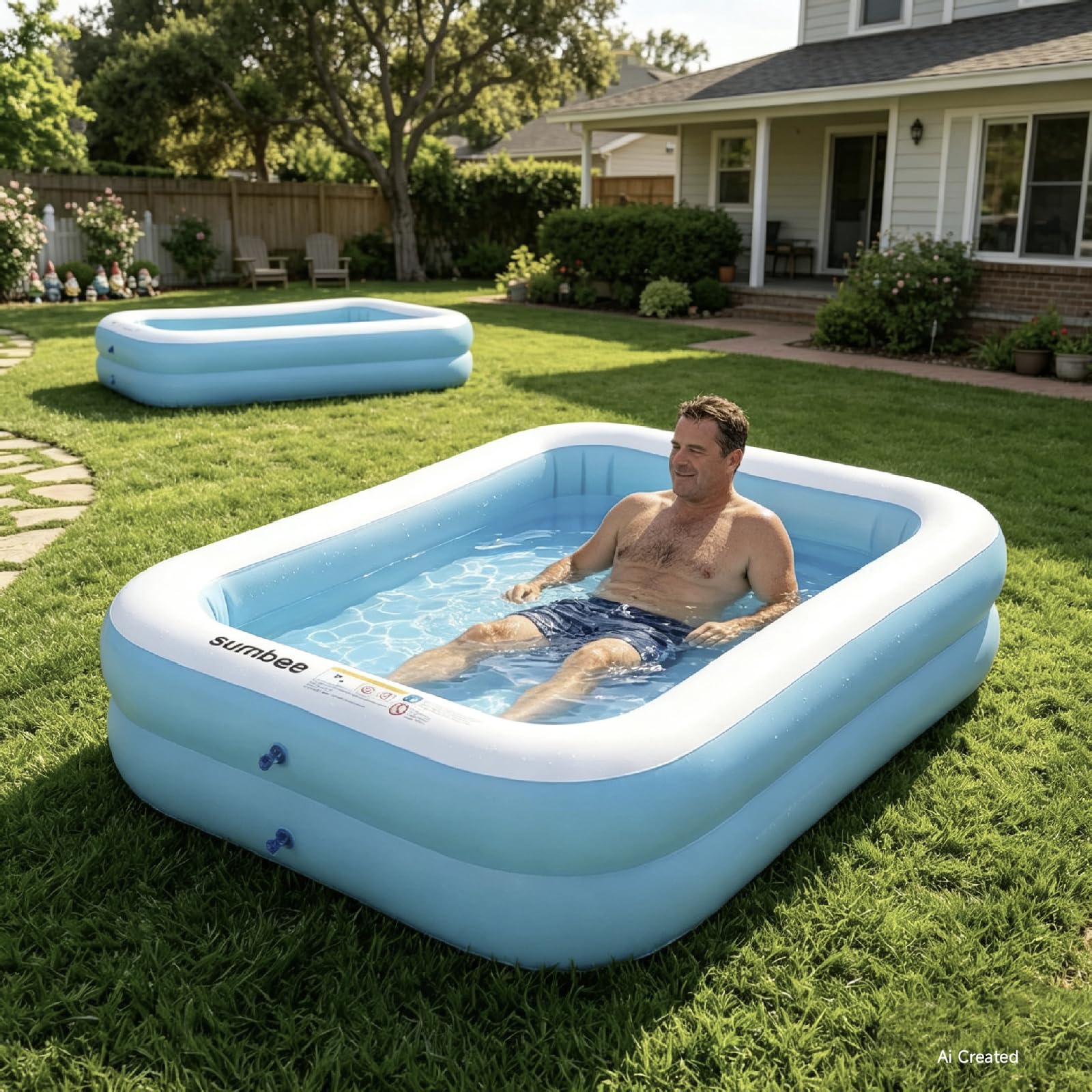 Sumbee Inflatable Pool folded for compact storage